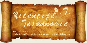 Milentije Tešmanović vizit kartica